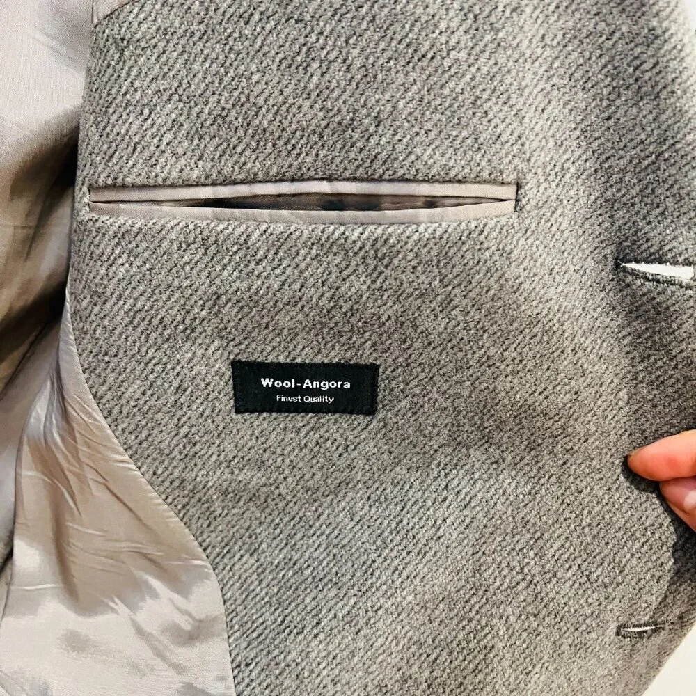 Hugo Boss Baldessarini Sport Coat 42 R Gray Wool Angora 3 Button
